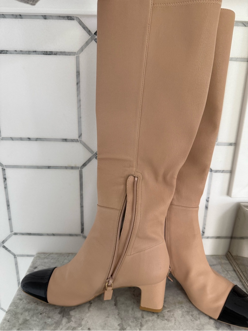 Stuart Weitzman leather boots Two-Tone Knee high toe cap - Picture 5 of 11